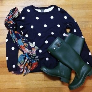 Cute Navy and White Polka Dot Sweater
